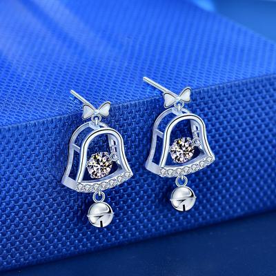 China European and American Romantic Fast Shipping Christmas Bell Tassel Earrings 925 Silver Exquisite Moissanite Stud Earrings for sale