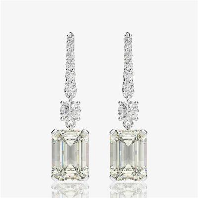 China Custom Made Romantic 925 Diamond Earrings Rectangular Zircon Earrings High Carbon Silver for sale