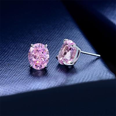 China 2022 New 925 Sterling Silver High Carbon Diamond 8*10 Romantic Earrings Female Ice Egg Shaped Flower Cut Single Earrings for sale