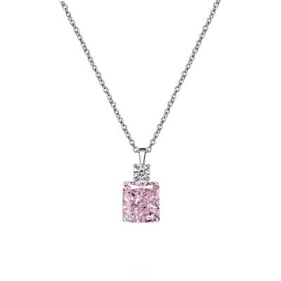 China Romantic 925 Silver Inlaid Rose Diamond High Carbon Ice Flower Cut Necklace Pendant for sale