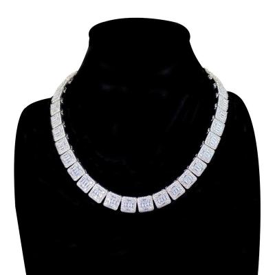 China Single Row Hiphop Jewelry Zircon Necklace Jewelry Sugar Diamond Necklace Icy Miami Cuban Rock Tennis Chain for sale