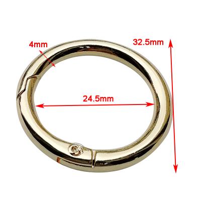 China Quick Connect Fashion 32.5 Mm Alloy O Ring Bag Accessories Metal Snap Hooks Adjustable Spring Metal Round O Ring for sale