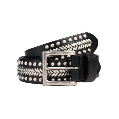 China New Fashion Eco - Friendly Punk Rock Rivet Top Leather Belt For Men And Women for sale