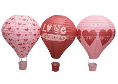 China Heart Printing Unique Shaped Paper Lantern Hot - air Balloon Customized Lovely for sale