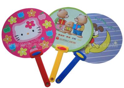 China Red Blue Green Colorful PP Hand Fan with Cartoon Animal / Fruit  Printed for sale