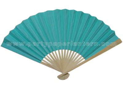 China Artificial Style Blue Printed Bamboo Paper Fans 6” to 12”  , Paper Folding Fans for sale