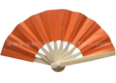 China Foldable Orange Color Printed Bamboo Paper Fans , Promotional Hand Held Fans for sale