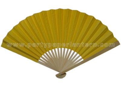 China Rice Paper Yellow  Bamboo Fans For Weddings , Folding Printable Paper Fans for sale