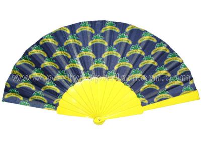 China Fan de la mano impresa de la aduana/amarillo, negro, fan rústica blanca de la boda en venta