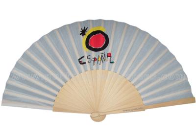 China Wood Fan For Promotion With Simple Pattern , Foldable Grey Black Hand Fan for sale