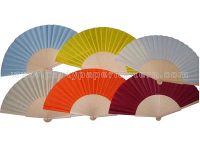 China Gray / Red / Blue Single Color Wooden Hand Fan For Weddings , Holiday Parties for sale