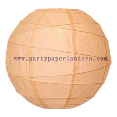 China Cantaloupe - orange Round 8 Inch Ribbed Paper Wedding Ceremony Lanterns for sale