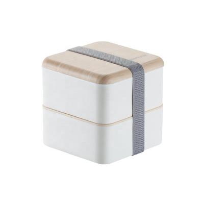 China Bamboo Plastic School Food Container Square Eco - Friendly Sustainable Lunch Box for sale