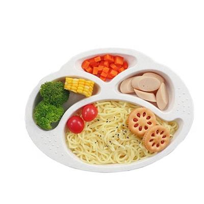 China Large Capacity Children's Dinner Dish Tableware Household Grid Non-Slip Non-Slip Cute Oval Straw Child Plate for sale