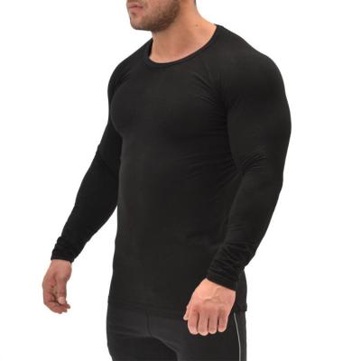 China Spring Factory Quilting Men's O-neck Long Sleeve Fitness Sports Stretch Quick Dry T-shirt Autumn Cotton for sale