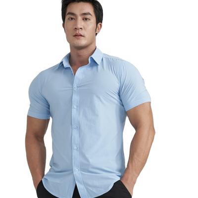 China Wrinkle-Resistant Cotton Sleeve Stretch Fit T-Shirts Quick Dry Thin Breathable Short Breathable Shirt Fitness Shirt For Sale for sale