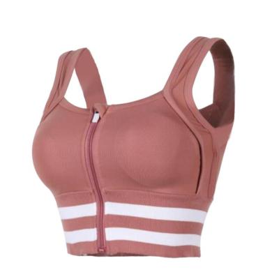 China With Chest Pad Vest New Style Bra With Front Zipper, High Strength Gathered Sports Underwear, Female Fitness Beauty Back Yoga Vest for sale