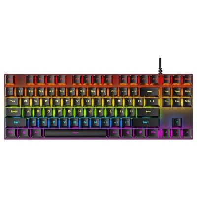 China OEM TWOLF T18 plug and play glowing color wired mechanical keyboard 87keys for laptop gamer for sale