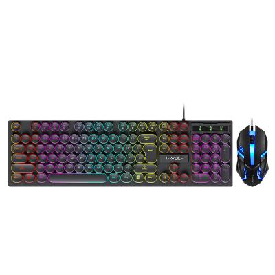 China New Design TWOLF TF270 Gaming Waterproof Glowing Wired Keyboard and Mouse for Gaming Laptop Desktop for sale