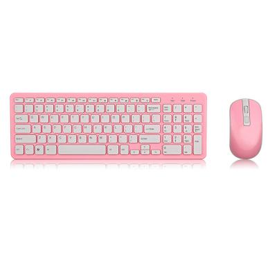 China Desktop Ultra Thin Universal Mouse OEM 2.4G USB Wireless Keyboard and Mouse Combo for Girls for sale