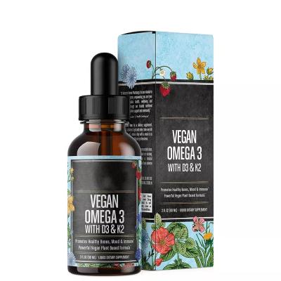 China Health Food Private Label Vegan Omega 3 Drop With Vegetarian Vitamin D3 & K2 EPA DHA Fatty Acids 60ml for sale