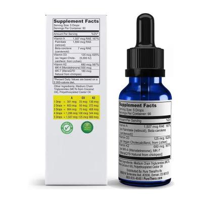 China Organic Health Food OEM/ODM Vegan A-D-K Full Spectrum Liquid For Maximum Absorption Vitamin A-D3-K2 for sale