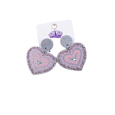 China Hyperbola ERS475ER1147 (1pair) Acrlylic Rainnbow Heart Dangle Earring Valentien's Day Heart Earrings Acrylic Earrings for sale