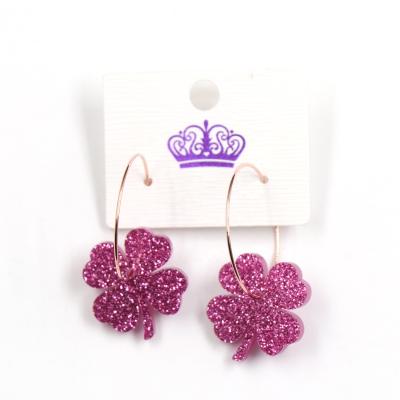 China ERS261HP096 Cute Four Leaf Clover Dangle Cute Glitter Earrings Acrylic Earrings for sale