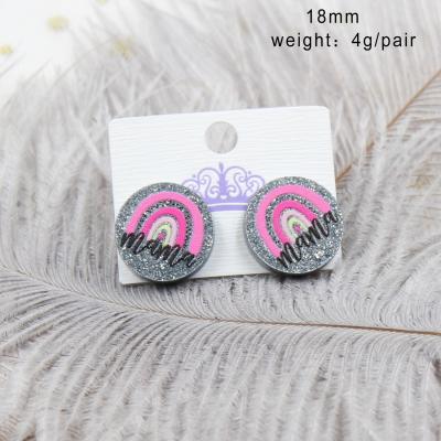 China ERS085ER1055 (1pair) Cute Clear White Glitter Rainbow Acrylic Earrings Cute Mom Stud Earrings Mom Earrings for sale