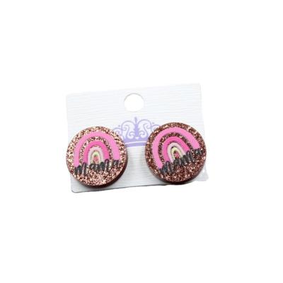 China ERS084ER1054 (1pair) Cute Clear White Glitter Rainbow Acrylic Earrings Cute Mom Stud Earrings Mom Earrings for sale