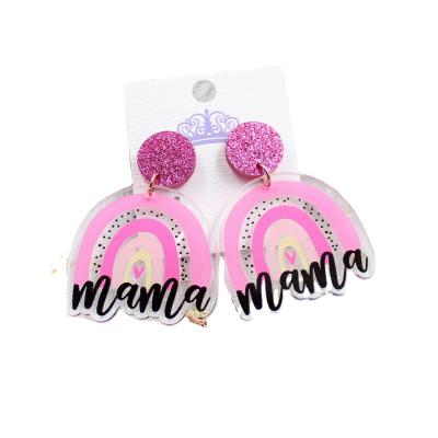 China Clear Acrylic Mom Earrings TRENDY Mother's Day Heart Earrings Mom Dangle Earring Rainbow Gift ERS229ER1024 for sale