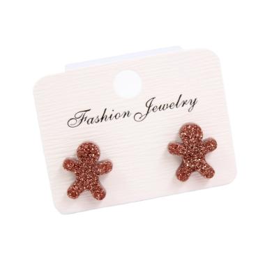 China ERS203ST004A Vintage Glitter Ginger Star Deer Turkey Snowflakes Christmas Acrylic Stud Earrings (1pair) 12mm - ST-1 for sale