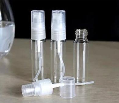 China 3ml/5ml/10ml Tester Glass Perfume bottle with plastic sprayer, vial glass perfume bottles for sale