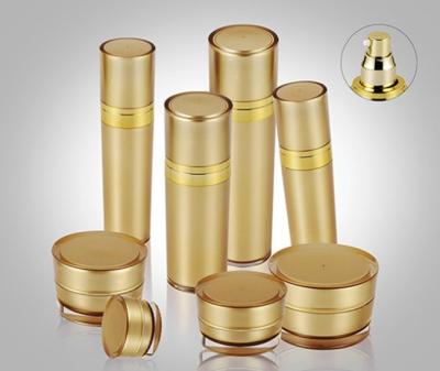 China 5ml-120ml Golden Pyramid Round Acrylic Lotion Bottle Packaging for skin care for sale