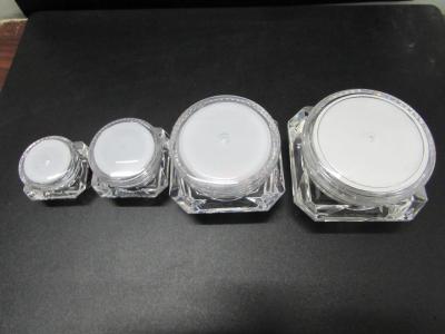 China 5g 10g 15g 30g diamond crystal acrylic cream jars clear transparent white plastic cream jars for sale