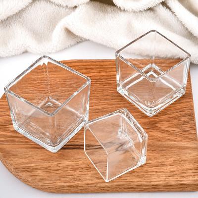 China DIY 7*7cm 8*8cm square candle glass jar homemade aromatherapy jar birthday gift crystal candlestick decoration jar for sale