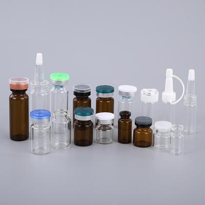 China Available 2ml-30ml glass brown tube bottle Transparent ampoule bottle freeze-dried powder bottle Brown glass bottle sample glass vial for sale