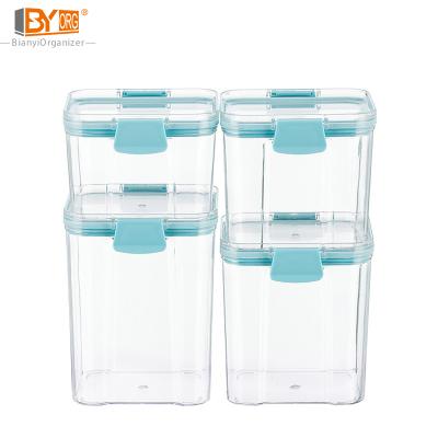 China Reusable Plastic Freshness Preservation Airtight Stackable Easy Snap Lock And BPA Free Food Storage Container Bins Set With Lid For Kitchen Use for sale