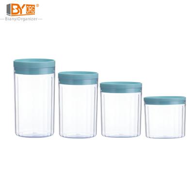 China Hot Sale Plastic Kitchen Storage Borosilicate Freshness Preservation Jar Set Spice Container Bottles With PP Lid for sale