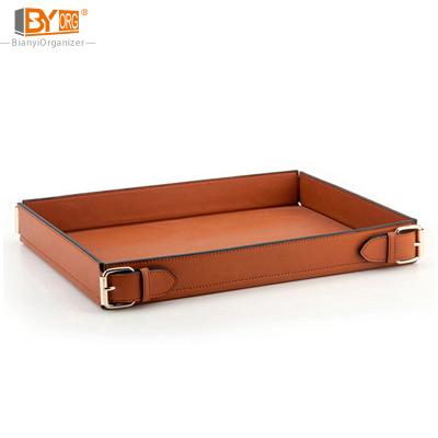 China Leather Jewelry Tray Key Catchall Valet Logo Genuine Crazy Horse Leather Bedside Storage Organizer Custom CLASSIC for sale