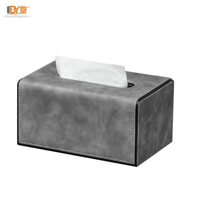 China Gray Oem Print Logo Tissue Covered Wagon Smooth Leather Paper Box New Style Minimalist Office for sale