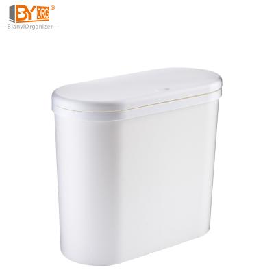 China Pushing Push Type Office Style Waste Bin Scandinavian Bedroom Oval White Home Indoor Trash Can for sale