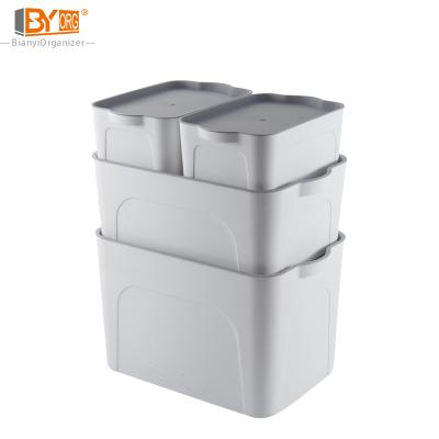 China Sustainable High Quality Soft Plastic White Lid Storage Boxes For Clothes And Toys for sale