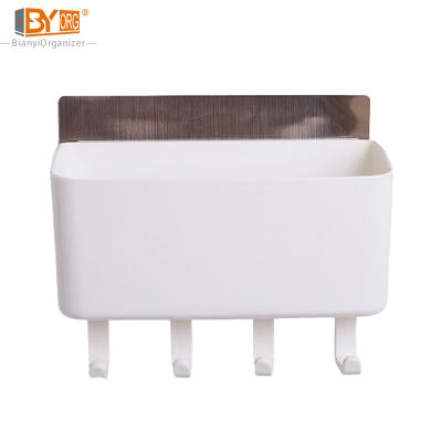 China New Design Modern Multifunctional Shower Shelf Holder Plastic Bathroom Shelves With 4 Hooks for sale