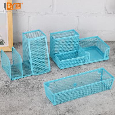 China Desktop Organizer Metal Storage Set of Pen Holder Basket File Rack Desktop High Quality Durable for sale