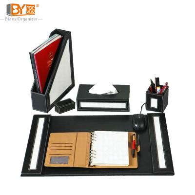 China New Arrival Office Leather Desk Set Stationery Desk Organizer Including Folder for sale