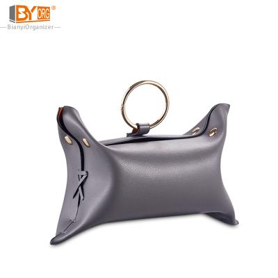 China Luxury Colorful PU Leather Car Japanese Style Cloth Storage Room Hanging Transport Decoration for sale