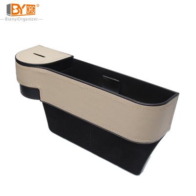 China Luxury Plastic Car Seat Side Organizer Isofrequency Repeater ABS PU Leather Car Storage With Coin Storage Box for sale