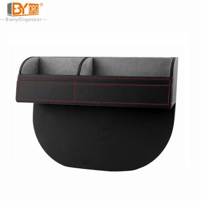 China Luxury Car Seat Space Organizer Storage Box Cup Holder Mobile Phone Holder PU Leather Seat Receiver Isofrequency Repeater Car Organizer for sale