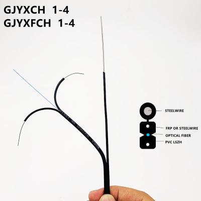 China FTTH FTTB FTTX Network Black g657a Flat Arc Type Self Hanging 1 Core Outdoor Single 1 ftth Fiber Optic Drop Cable gjyxfch for sale